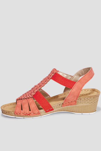 Sandales compensées cuir Confortissimo rouge femme