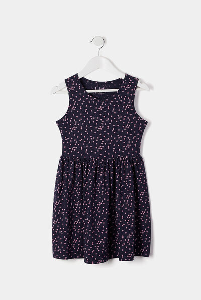Robe évasée sans manches bleu marine fille