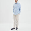 Chemise manches longues lin mélangé bleu ciel homme