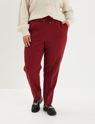 Pantalon city paperbag taille &eacute;lastiqu&eacute;e bordeaux femme grande taille