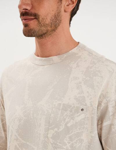 T-shirt col rond manches courtes coton gris clair homme