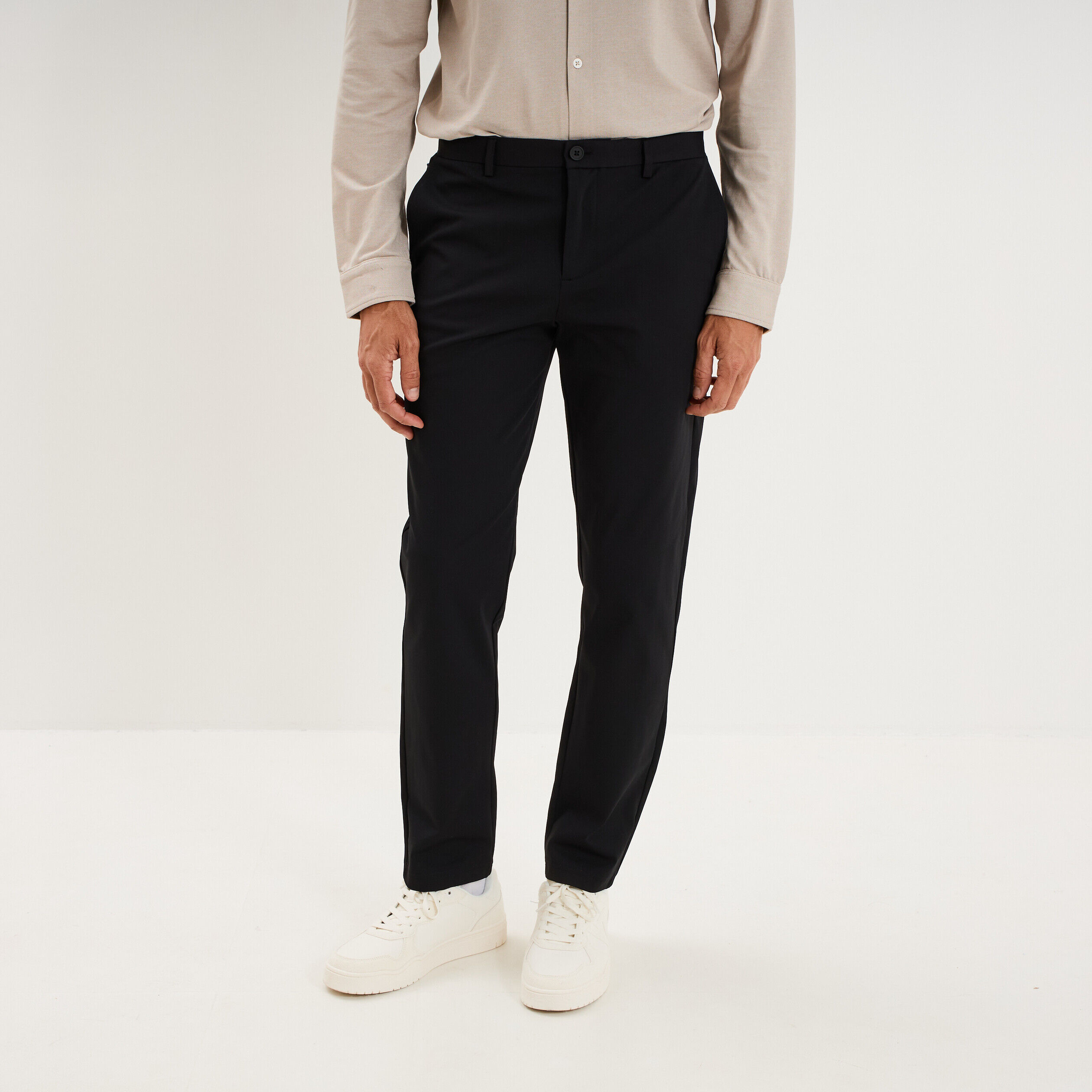 Pantalon chino slim sans repassage noir homme LH