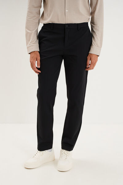 Pantalon chino slim sans repassage noir homme