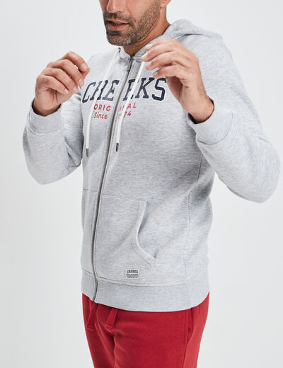 Sweat zippé à capuche Creeks gris clair homme