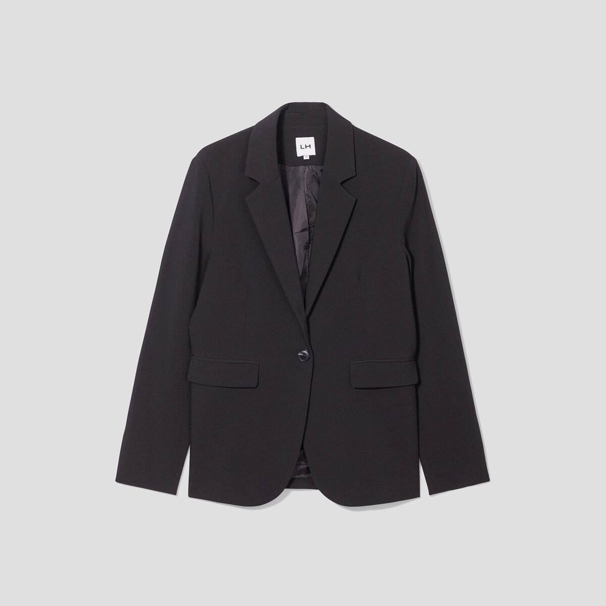 Veste droite boutonnée manches longues noir femme