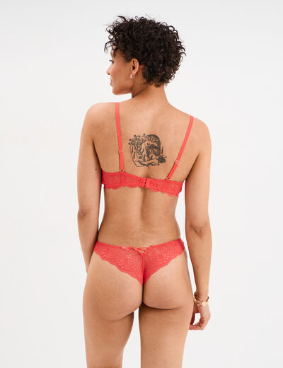 Soutien-gorge push-up paddé dentelle rouge femme