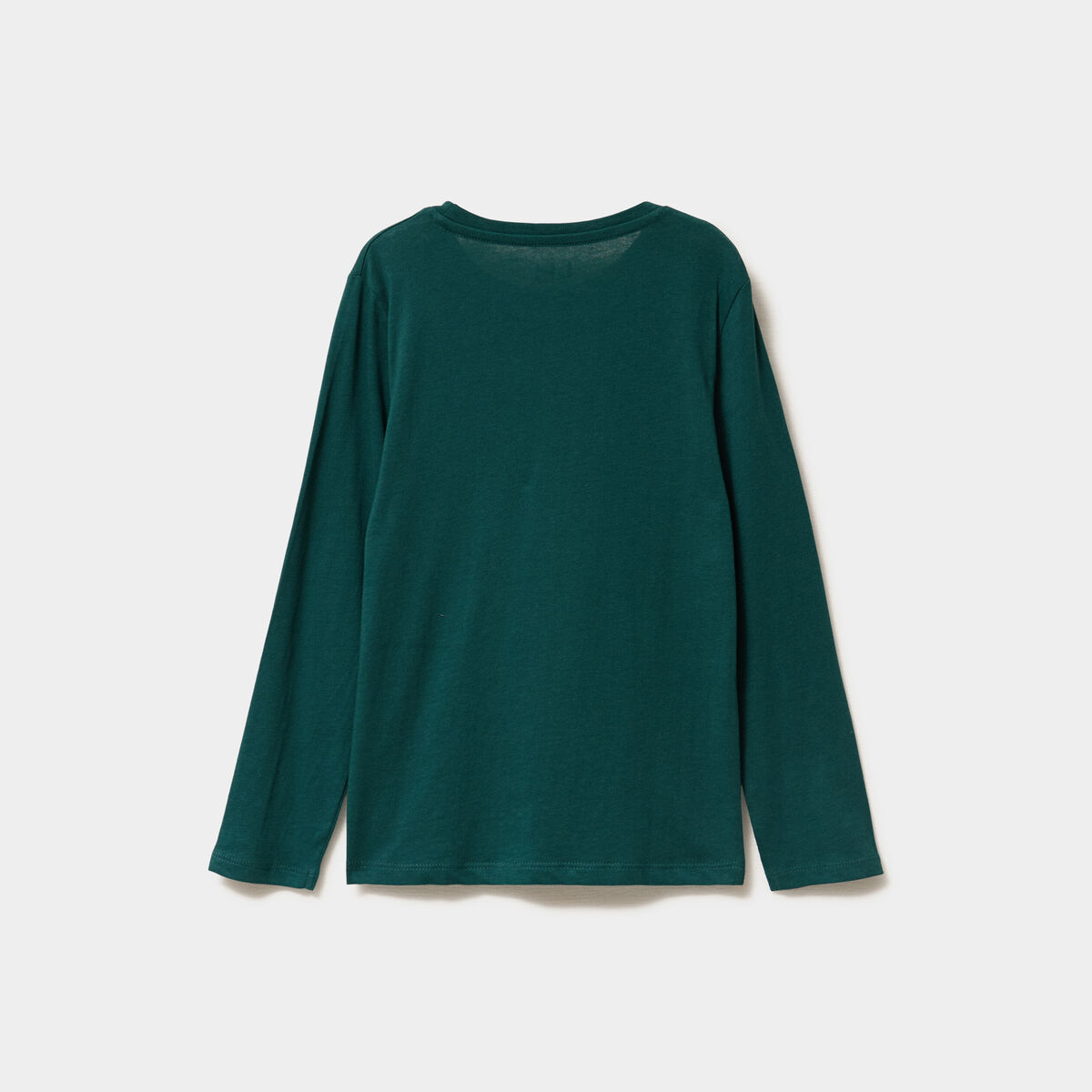 T-shirt de No&euml;l manches longues coton vert fonc&eacute; gar&ccedil;on