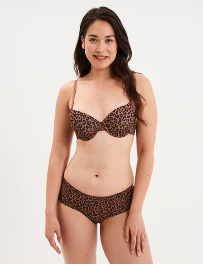 Shorty microfibre sans coutures marron femme