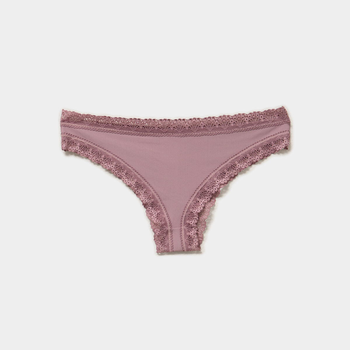 Lot 3 tangas c&ocirc;tel&eacute;s &agrave; dentelle mauve femme