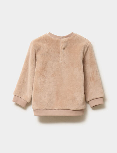 Sweat effet polaire manches longues taupe b&eacute;b&eacute; gar&ccedil;on