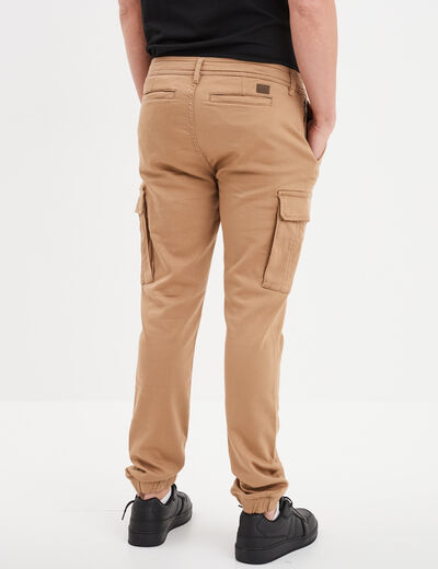 Pantalon cargo slim à coulisse taupe homme