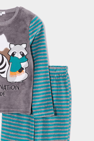Ensemble pyjama pantalon pilou vert émeraude garçon