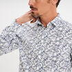 Chemise ajustée col français ecru homme