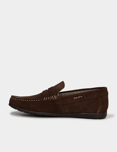 Mocassins en cuir daim marron homme
