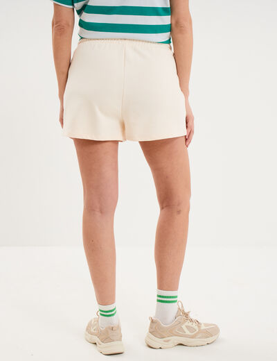 Short de jogging molletonn&eacute; ajust&eacute; beige femme
