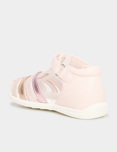 Sandales à scratchs brides irisées rose bébé fille