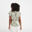 Blouse col en V manches courtes vert kaki femme
