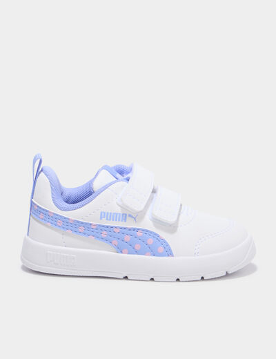 Tennis basses scratchs Puma Courtflex V3 bleu ciel b&eacute;b&eacute; fille