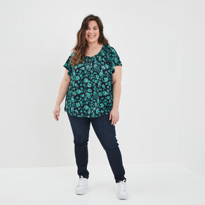 t shirt col smocke manches courtes bleu marine femmegt T-shirt col smocké manches courtes bleu marine femme grande taille