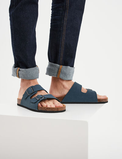 Mules avec boucles bleu marine homme