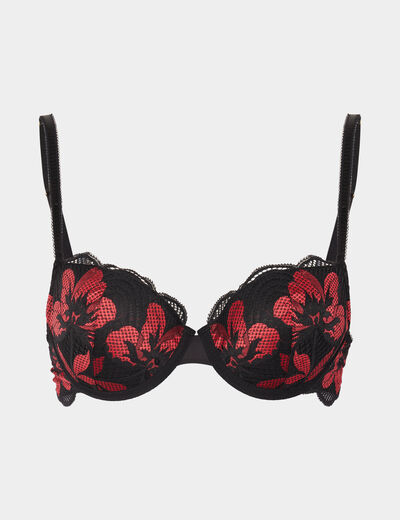 Soutien-gorge corbeille paddé dentelle rouge femme