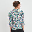 Blouse manches bouffantes col montant noir femme