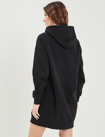 Robe sweat à capuche noir femme