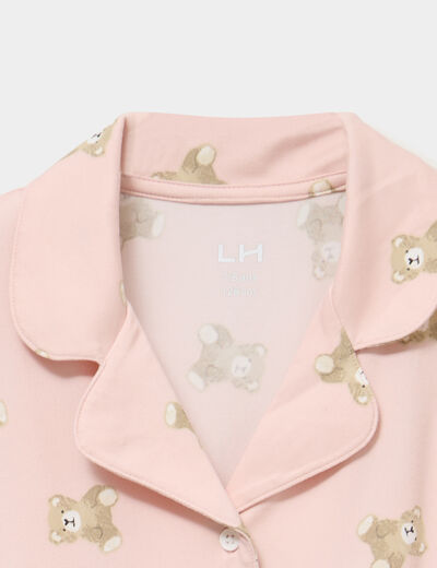 Ensemble pyjama chemise et pantalon vieux rose fille