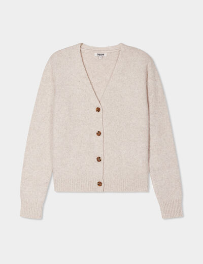 Gilet col en V manches longues Creeks ecru femme