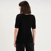 Pull manches courtes col rond noir femme