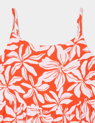 Robe avec bretelles courte orange fille