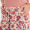 Short droit ceinturé mélange lin ecru femme