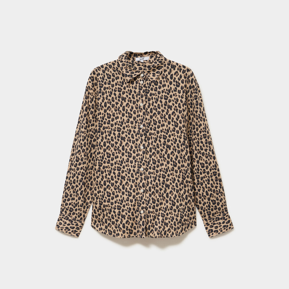 Chemise oversize lin m&eacute;lang&eacute; beige clair femme