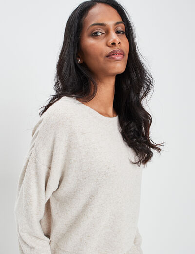 Sweat manches longues chiné sable femme