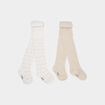 Lot 2 collants opaques m&eacute;lange coton ivoire b&eacute;b&eacute; fille
