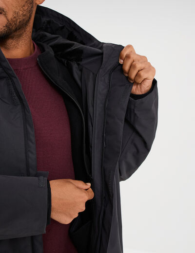 Parka chaude 3-en-1 imperm&eacute;able gris fonc&eacute; homme