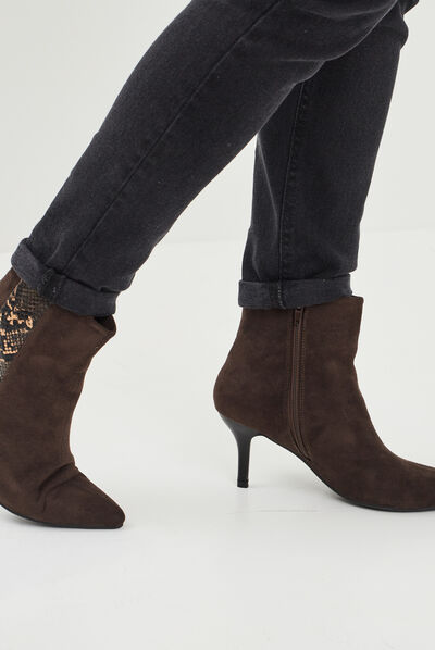 Bottines pointues à talons marron femme