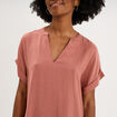 Robe courte fluide bas volants terracotta femme