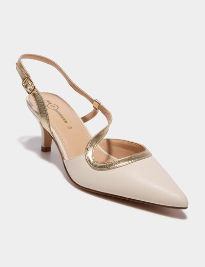 Escarpins &agrave; brides asym&eacute;triques ivoire femme