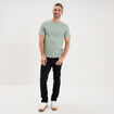 T-shirt textur&eacute; droit col rond coton vert pastel homme