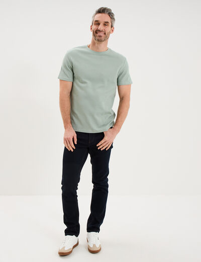 T-shirt textur&eacute; droit col rond coton vert pastel homme