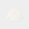T-shirt &eacute;paule boutonn&eacute;e manches longues blanc b&eacute;b&eacute; gar&ccedil;on