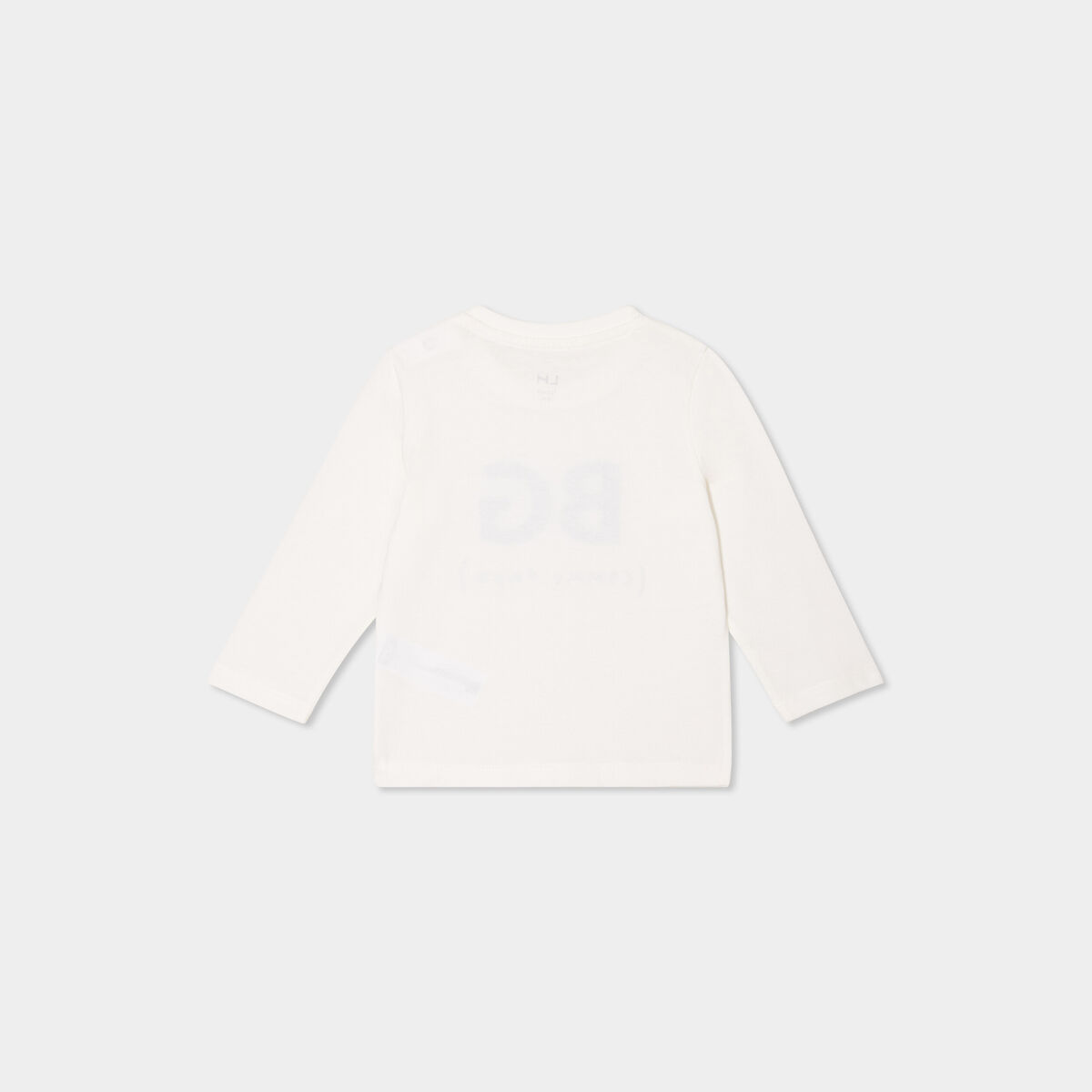 T-shirt &eacute;paule boutonn&eacute;e manches longues blanc b&eacute;b&eacute; gar&ccedil;on