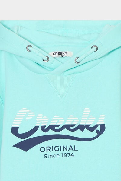 Sweat &agrave; capuche hoodie 1 poche bleu turquoise gar&ccedil;on