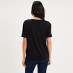 T-shirt fluide col en V manches courtes noir femme