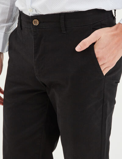 Pantalon chino slim coton noir homme