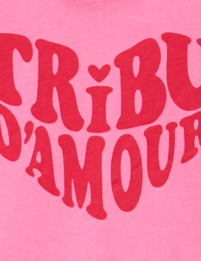 T-shirt manches courtes coton rose fille