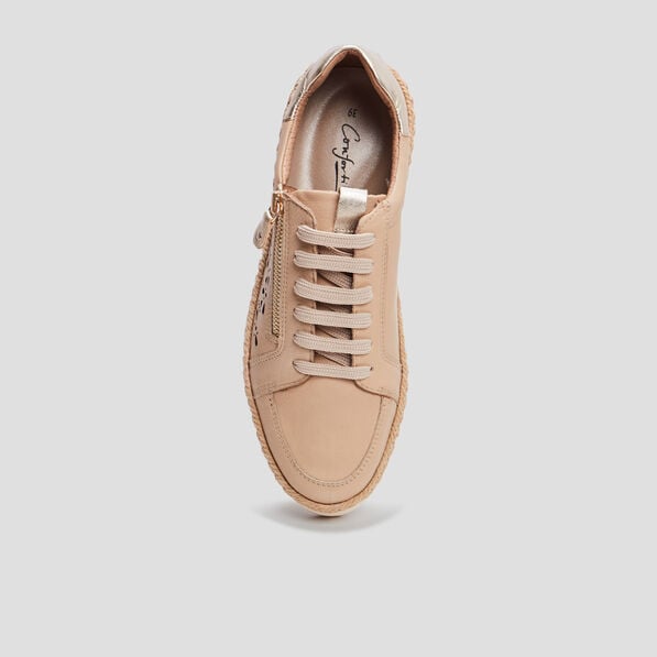 derbies zippees en cuir pied large sable femme Derbies zippées en cuir pied large sable femme