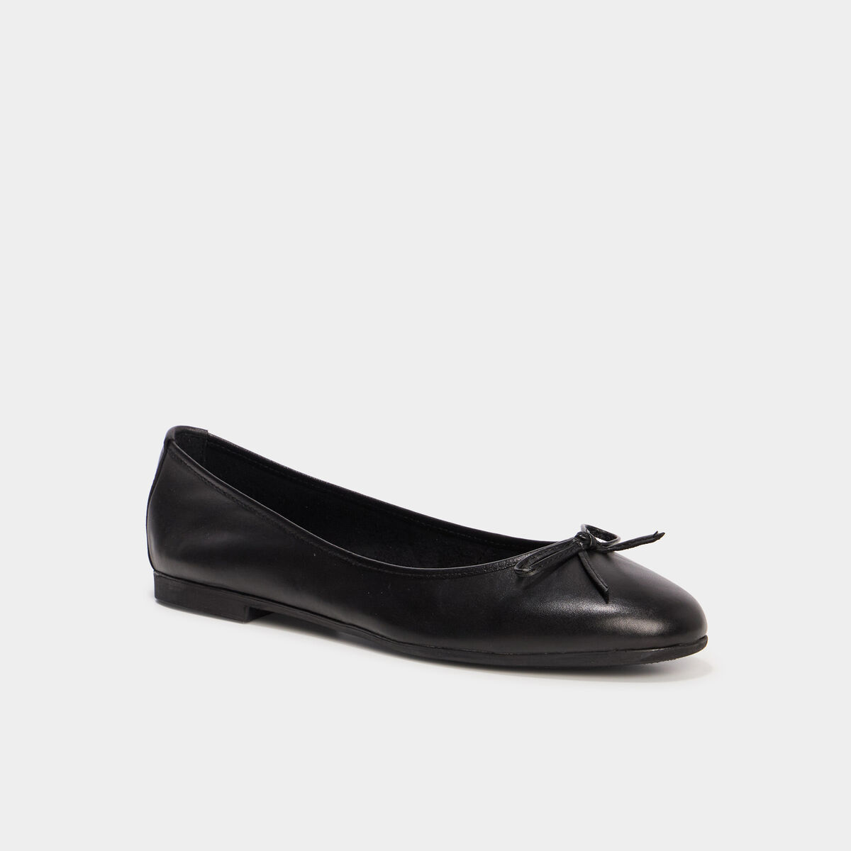 Ballerines plates en cuir noir femme