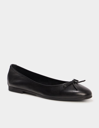 Ballerines plates en cuir noir femme